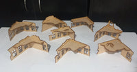 8x Small Ruined City Buildings 28mm Scale