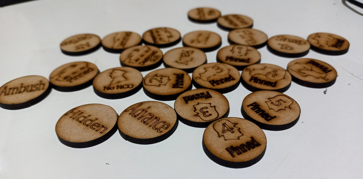 Bolt Action Tokens & Templates for 2nd Edition Dark Castle Terrain