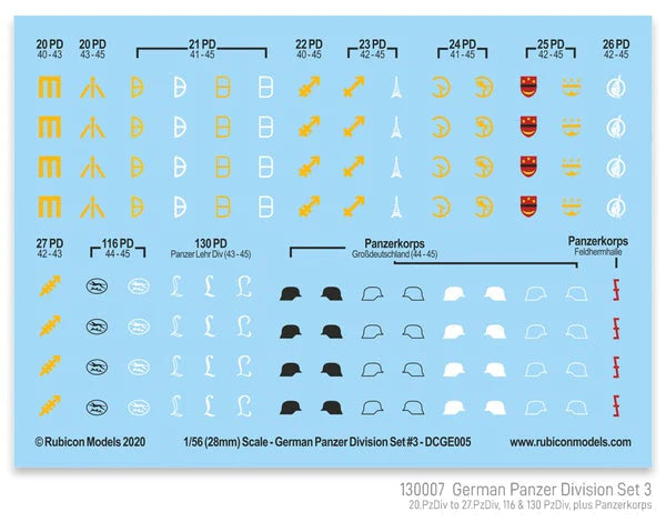 Rubicon Models - German Panzer Divisions Decals - Set 3