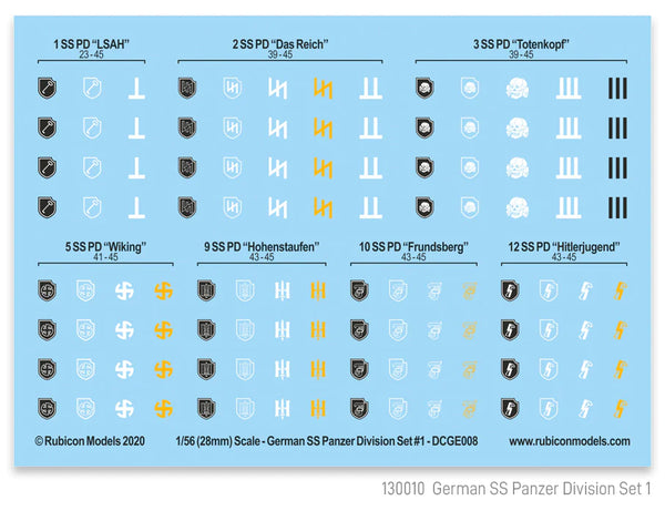 Rubicon Models - German SS Panzer Divisions Set 1 Decals