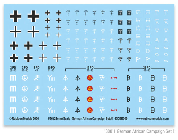 Rubicon Models - German Africa Campaign Set 1 Decals