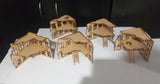 5x 2 Storey + Rooftop Ruined City Buildings 28mm Scale