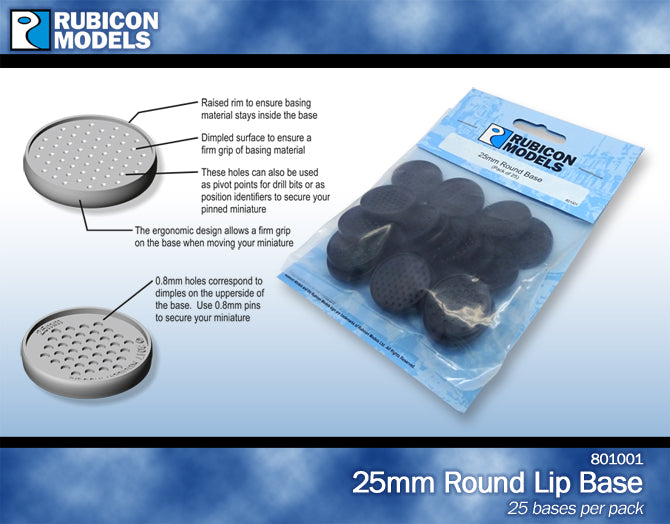 Rubicon 25mm Round Lipped Bases (pack of 25) – Dark Castle Terrain