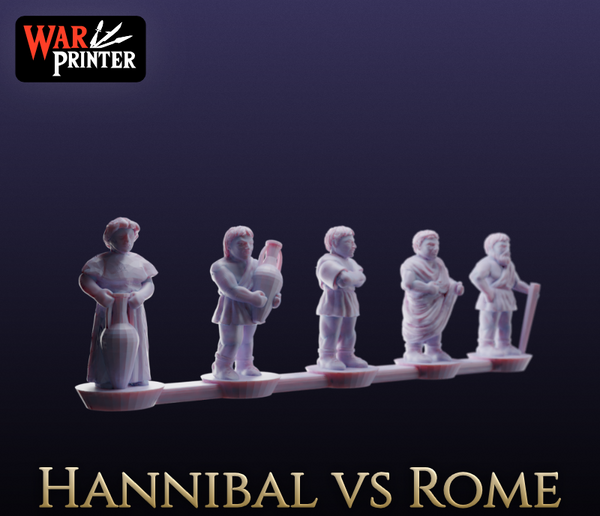 Generic Models of the Punic Wars: Civilians 10mm Scale (5 miniatures)