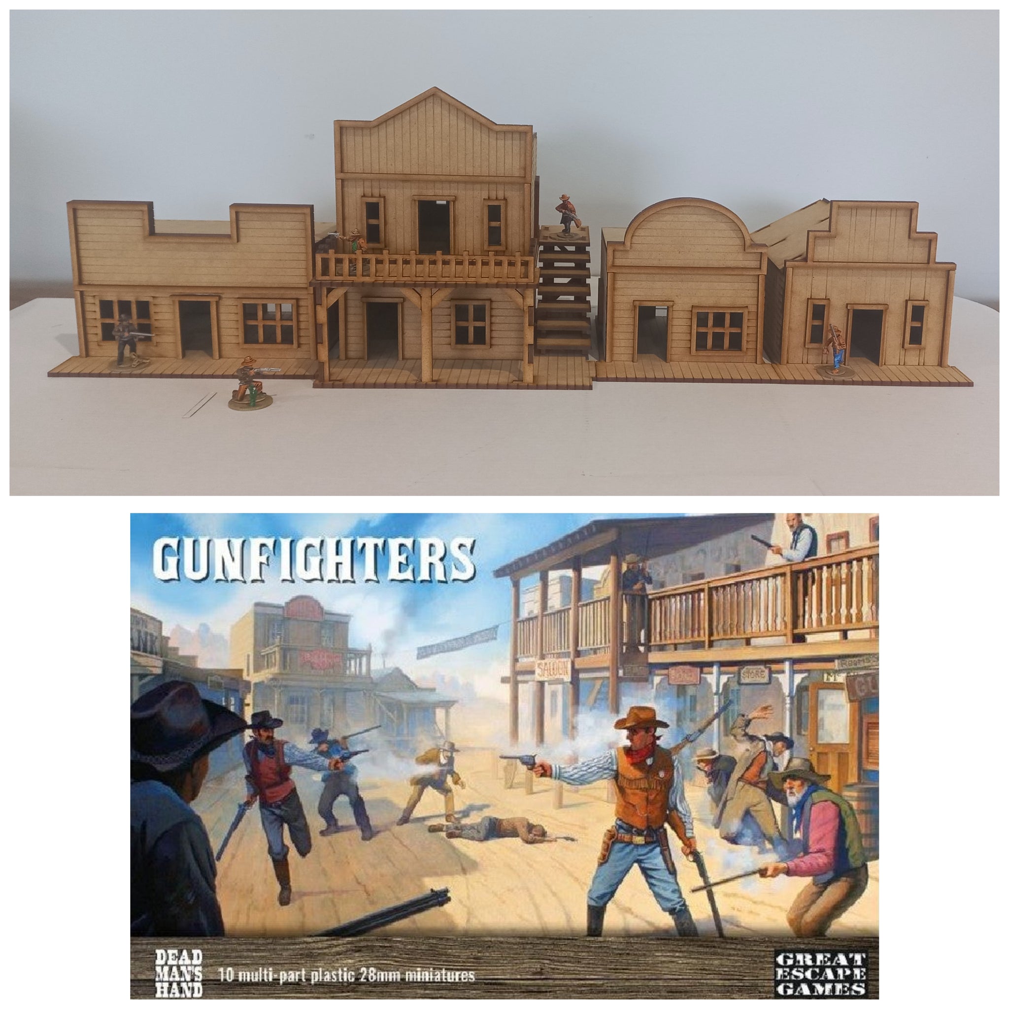 Figurines Et Terrain Western Outland Tactics - Échelle 28 Mm - Résine Et PLA - Inclut Prison, Saloon, Chariot, 6 Personnages - Pour Jeux De Guerre Ou Diorama