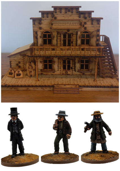 Wild West Deluxe Undertaker plus 3x Miniatures 28mm Scale