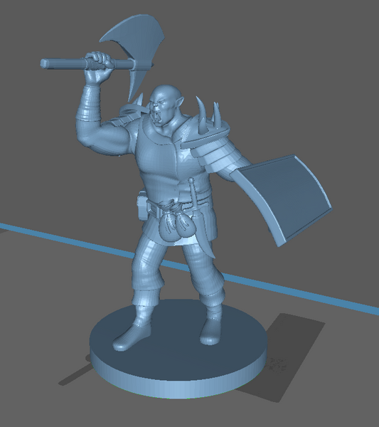 Adventurer: Half Orc Barbarian with Battle Axe, Tower Shield