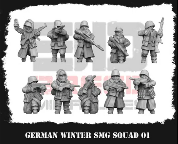 WW2 German: Winter SMG Squad 01 (1:56 Scale)