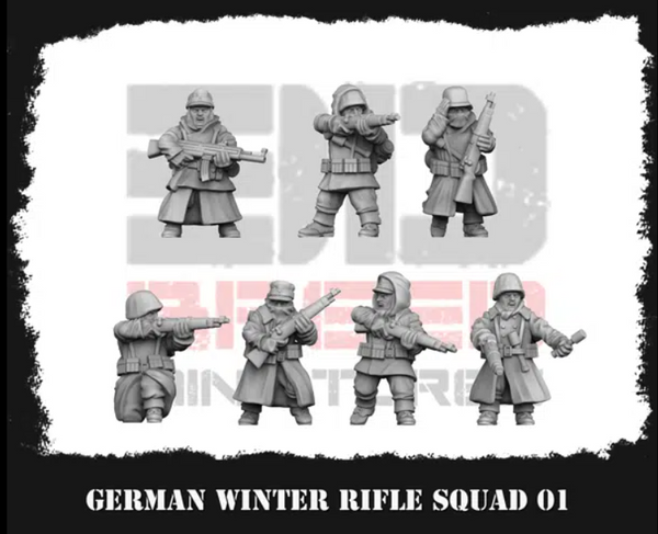 WW2 German: Winter Rifle Squad 01 (1:56 Scale)