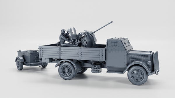 WW2 Opel Blitz with FLAK38 20mm with Armored Cab