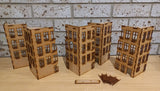 5x 4 Storey + Rooftop Ruined Buildings 28mm Scale