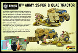 Bolt Action 8th Army 25 Pounder Light Artillery, Quad & Limber