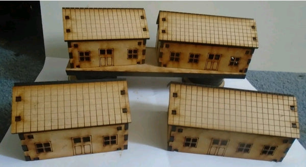 4x Bungalows 15mm Scale