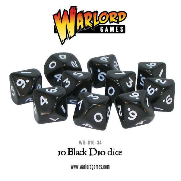 Warlord Games - 10 Black D10 Dice
