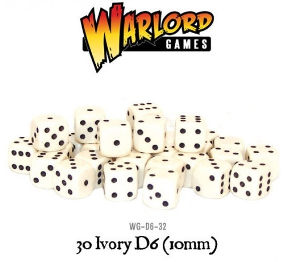 Warlord Games - 30 Ivory Dice (10mm)