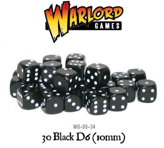 Warlord Games - 30 Black Dice (10mm)