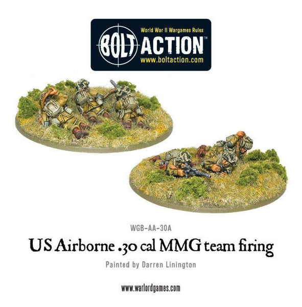 Bolt Action US Airborne 30 Cal MMG team firing -